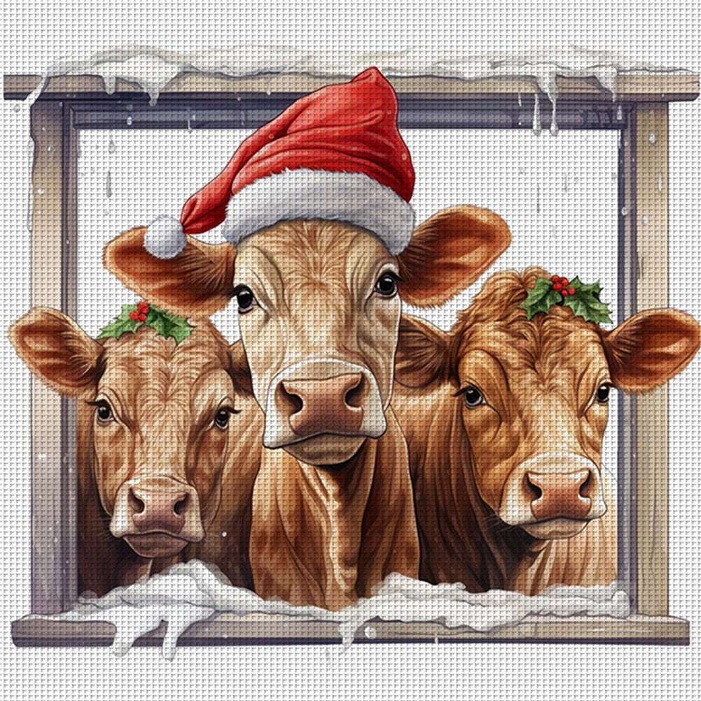 Christmas Yak - 18CT Counted Cross Stitch 30*30CM