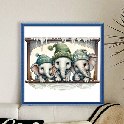 Christmas Elephant - 18CT Counted Cross Stitch 30*30CM