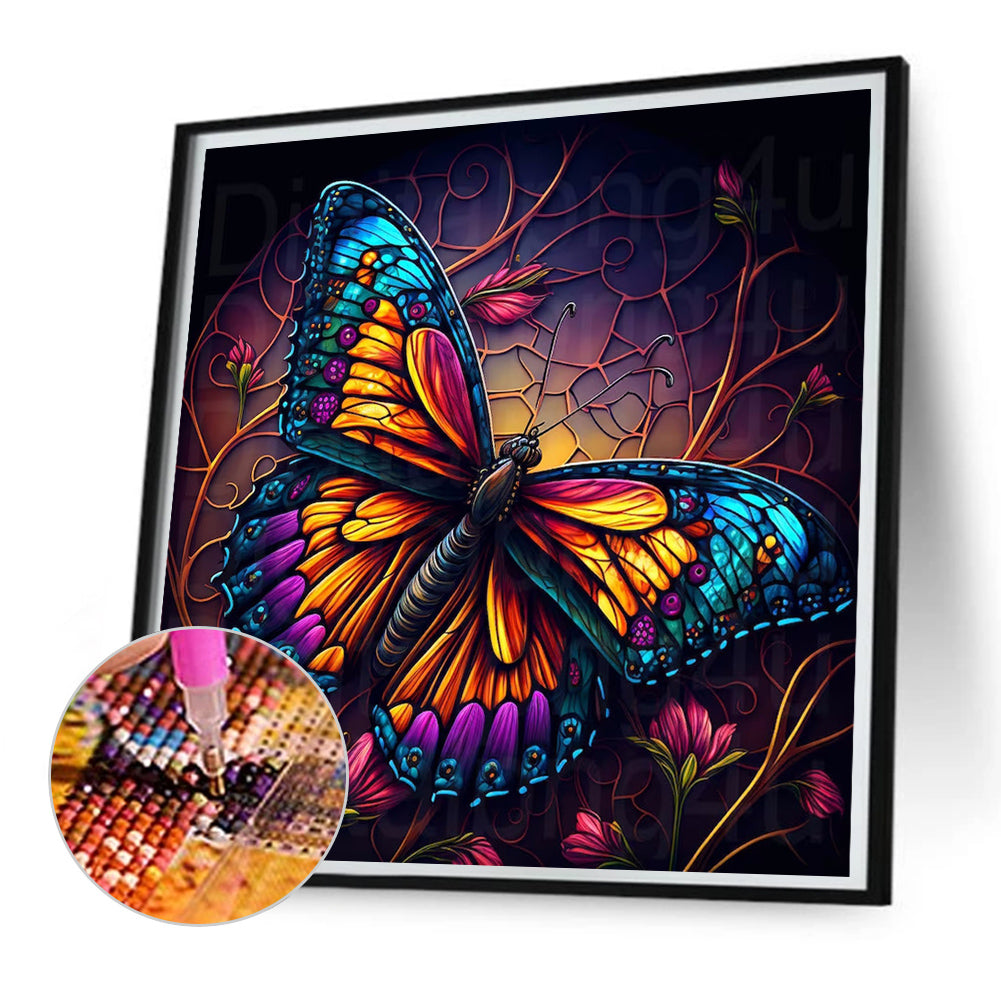 Flowers And Butterflies - Full Square AB Drill Diamond Painting 30*30CM