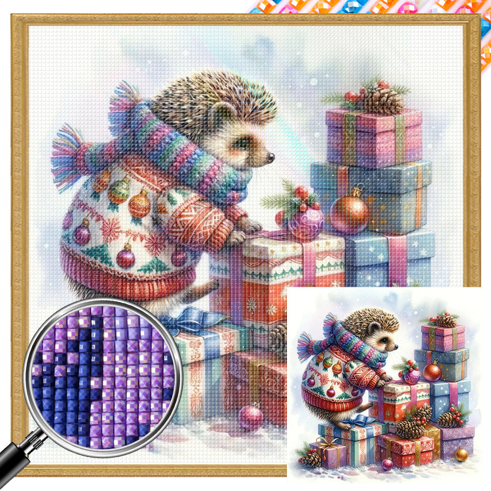 Christmas Gift Hedgehog - Full Square AB Drill Diamond Painting 30*30CM