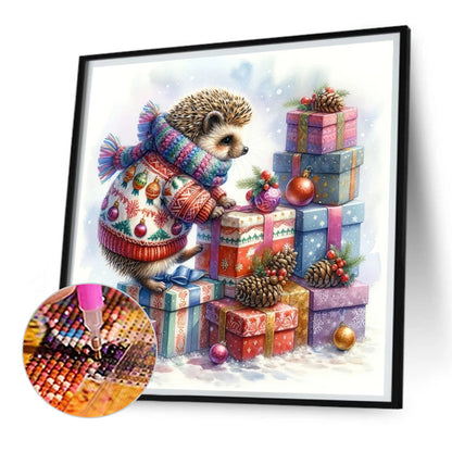Christmas Gift Hedgehog - Full Square AB Drill Diamond Painting 30*30CM