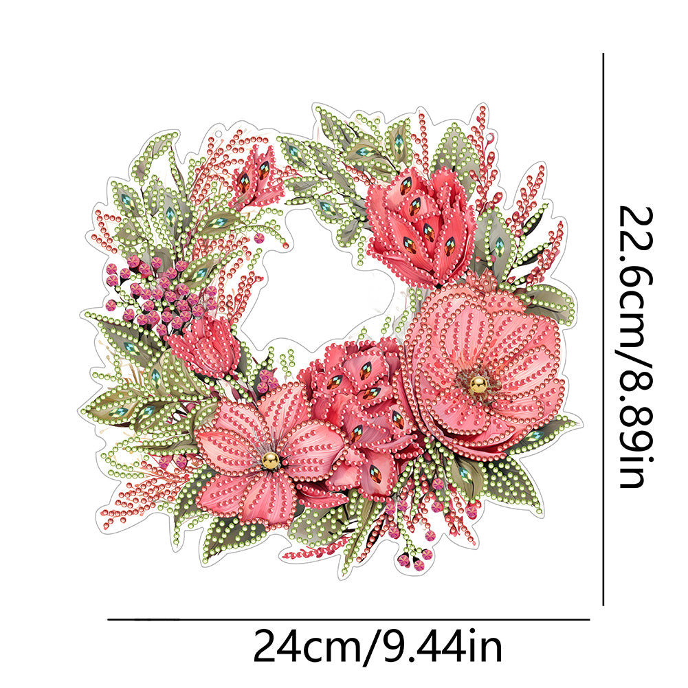 Christmas Flower Special Shaped+Round Diamond Painting Wall Decor Wreath (#4)