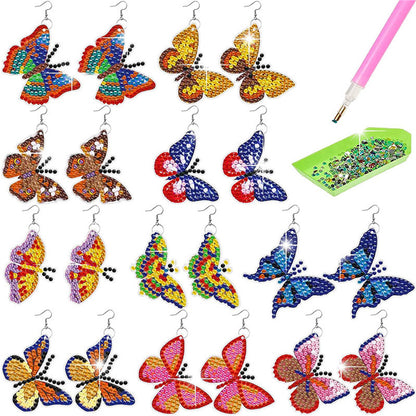 10 Pairs Double Sided Diamond Painting Earring Making Kit (Colourful Butterfly)