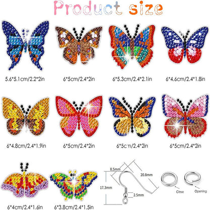 10 Pairs Double Sided Diamond Painting Earring Making Kit (Colourful Butterfly)