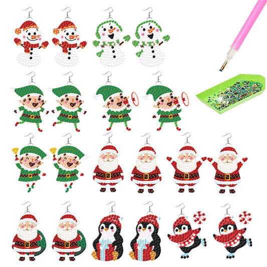 10 Pairs Double Sided Diamond Painting DIY Earring Making Kit (Merry Christmas)