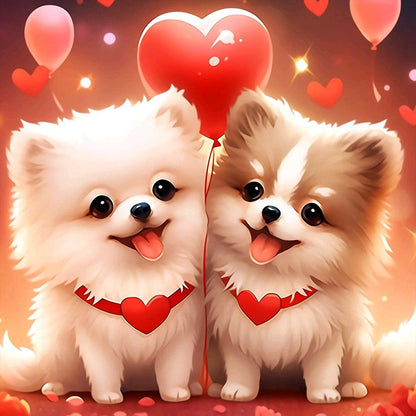 Cute Puppy Pomeranian - Full Round Drill Diamond Painting 30*30CM