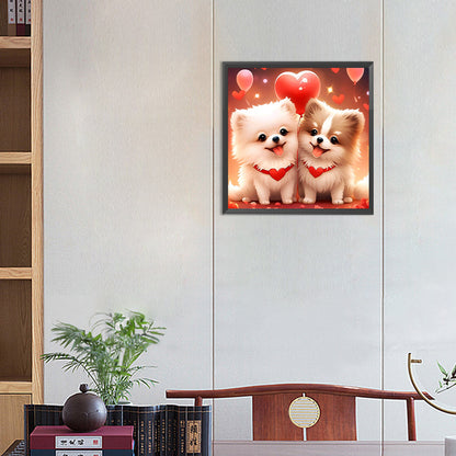 Cute Puppy Pomeranian - Full Round Drill Diamond Painting 30*30CM