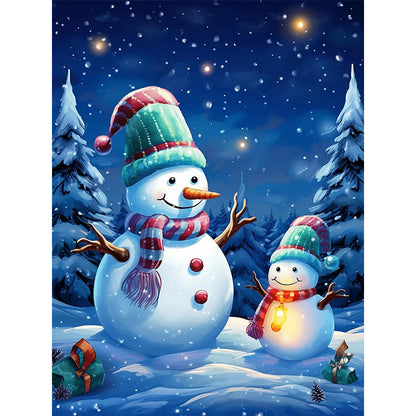 Snowman And Baby - Full Round Drill Diamond Painting 30*40CM