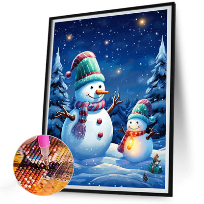 Snowman And Baby - Full Round Drill Diamond Painting 30*40CM