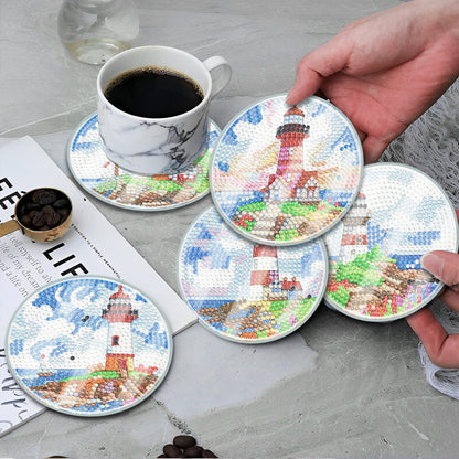 6PCS Washable Acrylic Special Shape Diamond Painting Art Coaster Kit with Holder