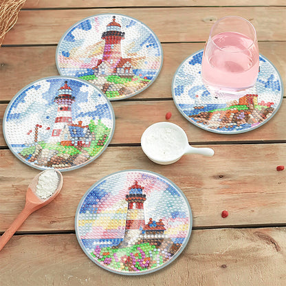 6PCS Washable Acrylic Special Shape Diamond Painting Art Coaster Kit with Holder