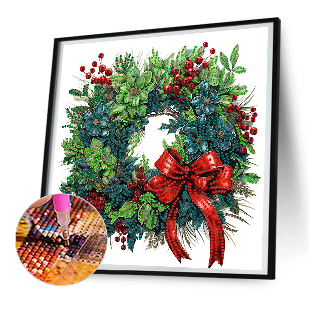 Christmas Wreath - Special Shaped Drill Diamond Painting 30*30CM