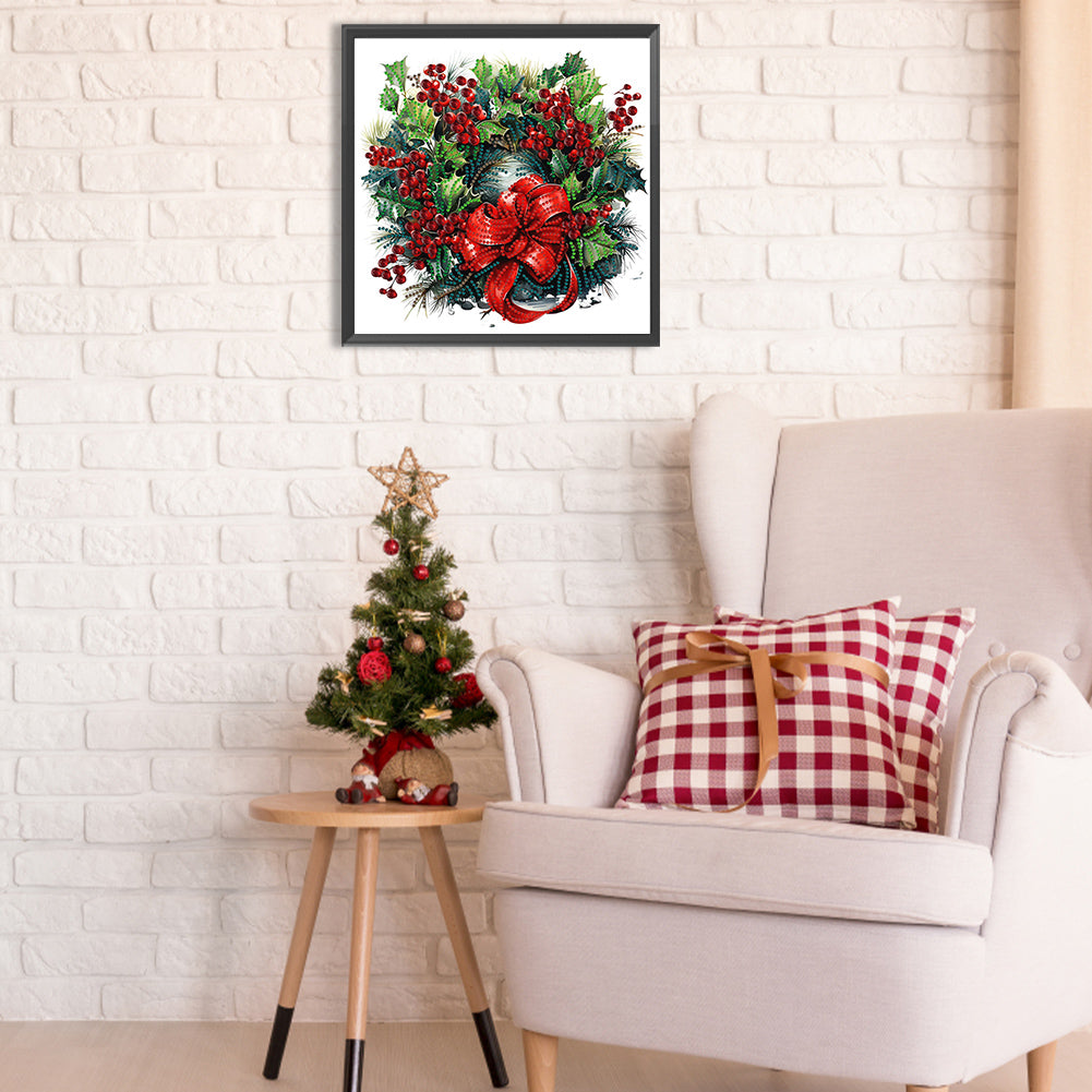 Christmas Wreath - Special Shaped Drill Diamond Painting 30*30CM