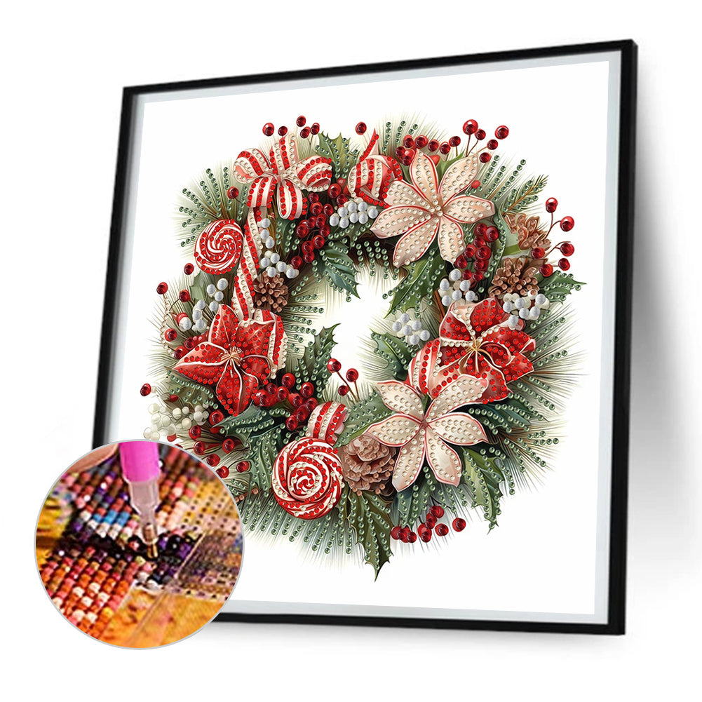 Christmas Wreath - Special Shaped Drill Diamond Painting 30*30CM