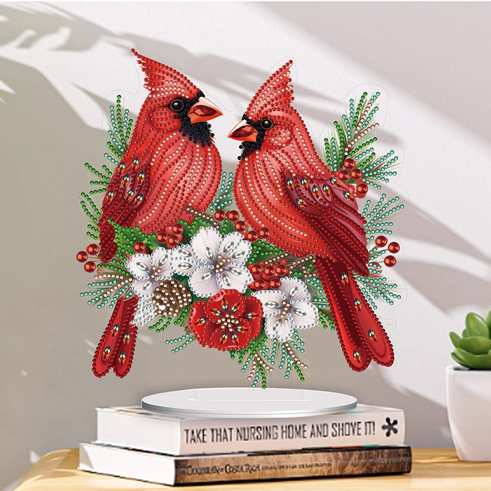 Acrylic Cardinal Diamonds Painting Desktop Decorations for Adults Beginner