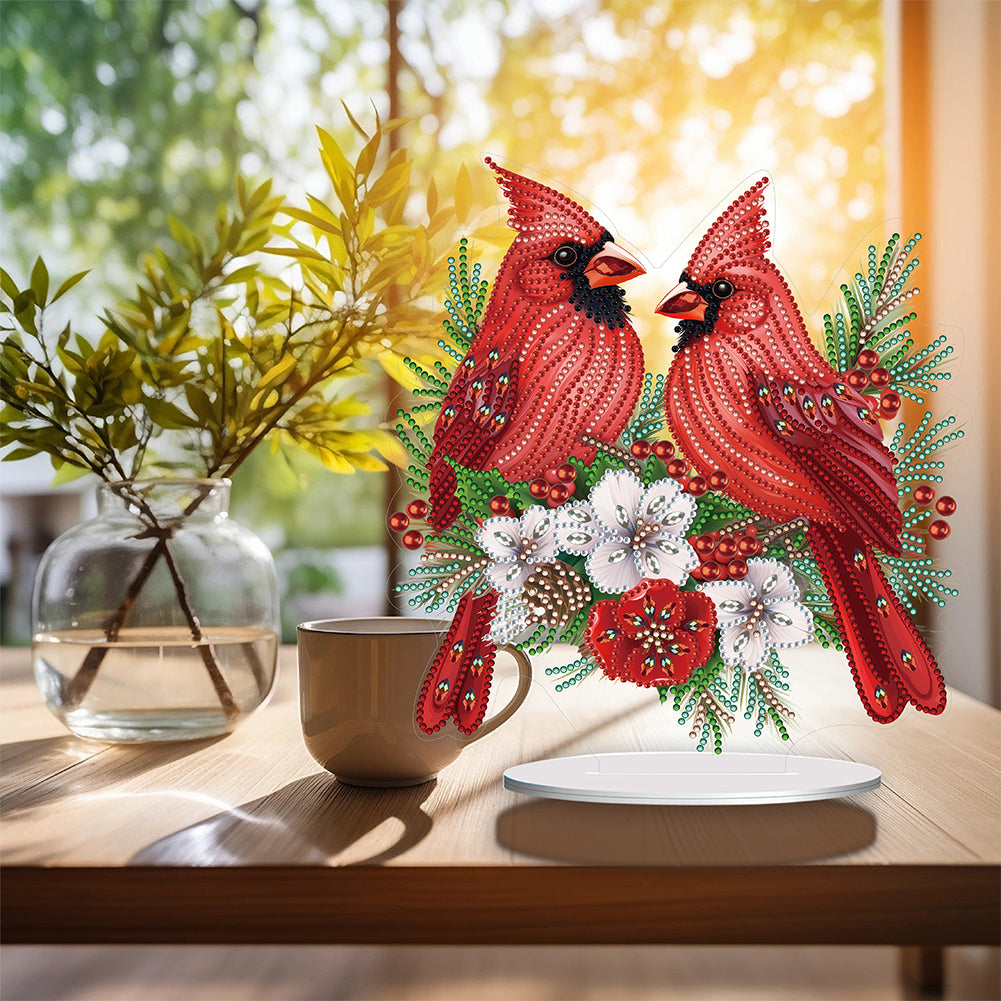 Acrylic Cardinal Diamonds Painting Desktop Decorations for Adults Beginner