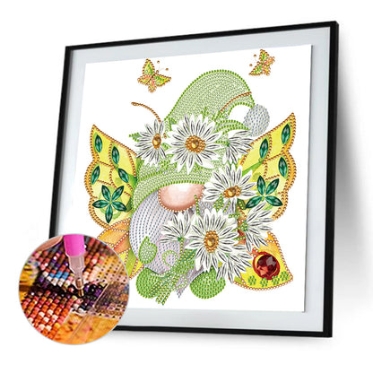 Garden Butterfly Gnome - Special Shaped Drill Diamond Painting 30*30CM