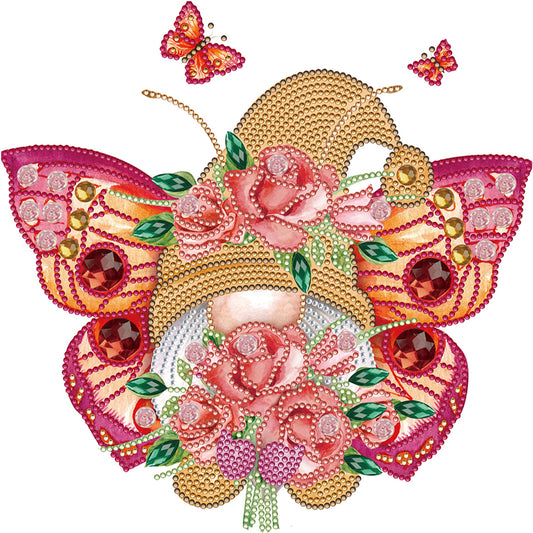 Garden Butterfly Gnome - Special Shaped Drill Diamond Painting 30*30CM