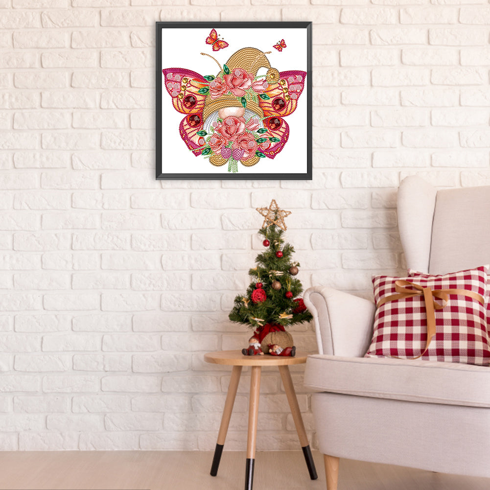 Garden Butterfly Gnome - Special Shaped Drill Diamond Painting 30*30CM