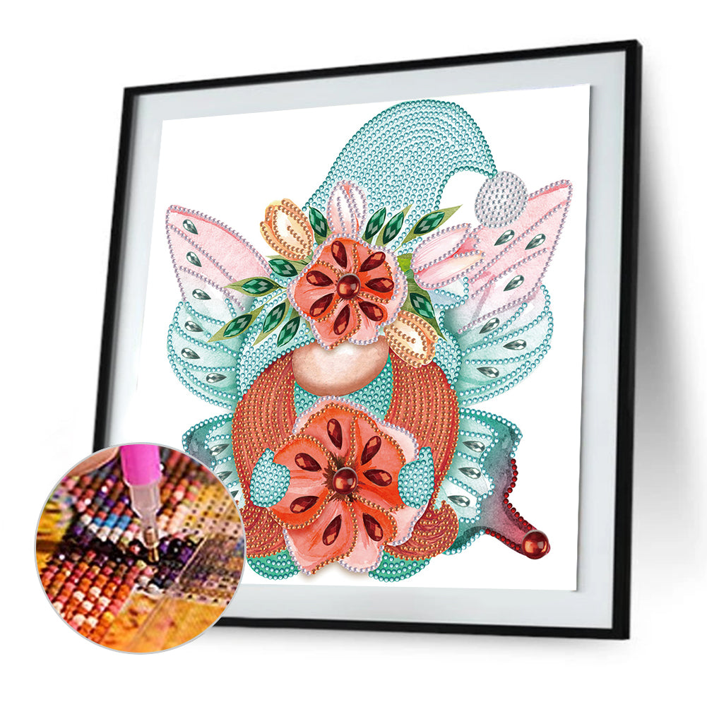 Garden Butterfly Gnome - Special Shaped Drill Diamond Painting 30*30CM