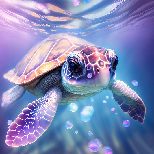 Sea Turtle In Ocean - Full Round Drill Diamond Painting 30*30CM