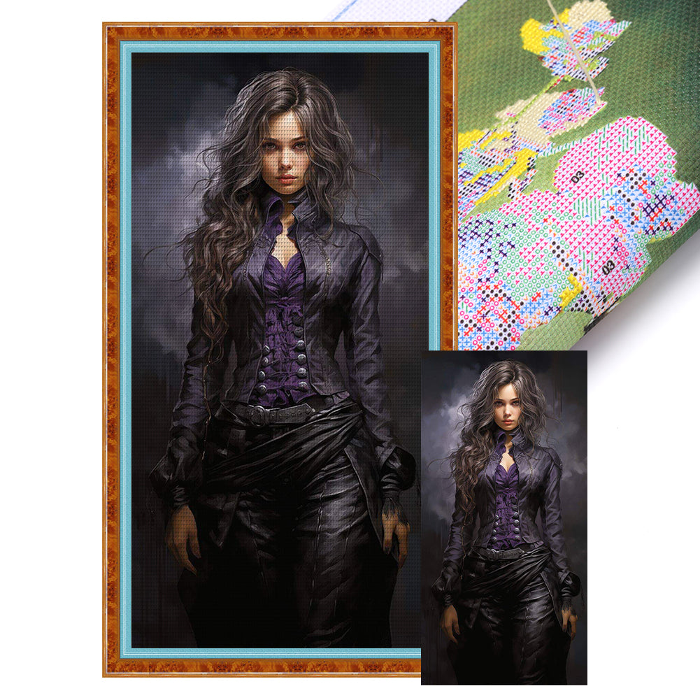 Brunette Lady - 11CT Stamped Cross Stitch 40*80CM