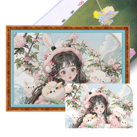 Bunny Girl - 11CT Stamped Cross Stitch 70*50CM
