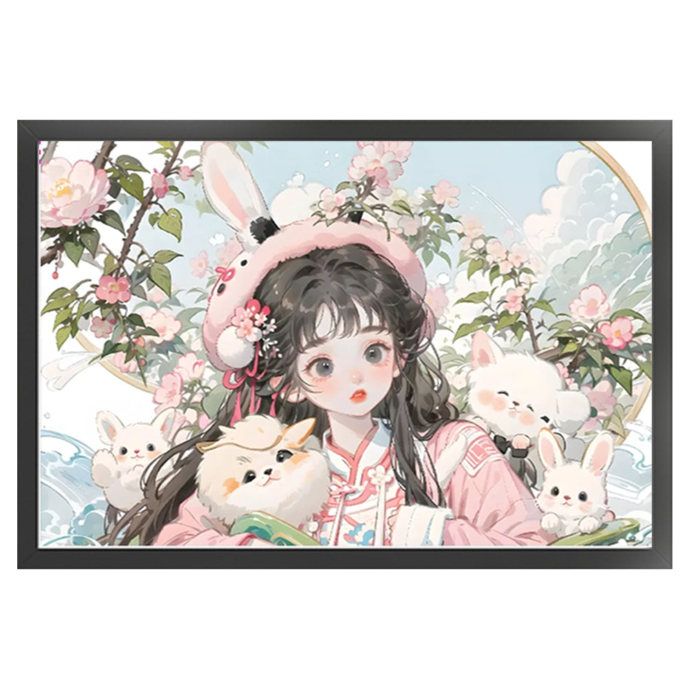 Bunny Girl - 11CT Stamped Cross Stitch 70*50CM