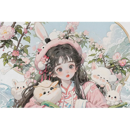 Bunny Girl - 11CT Stamped Cross Stitch 70*50CM