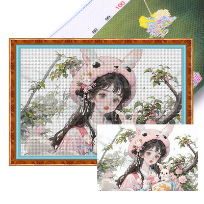 Bunny Girl - 11CT Stamped Cross Stitch 70*50CM