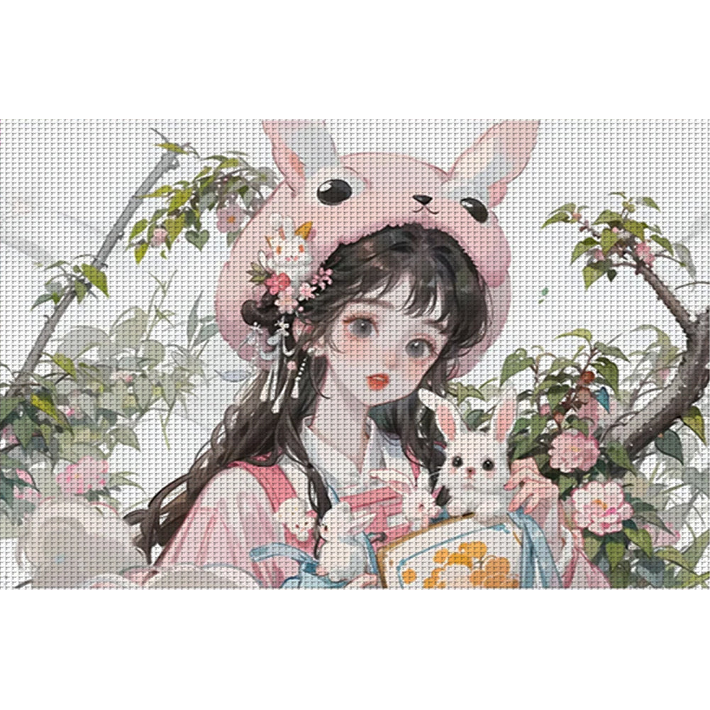 Bunny Girl - 11CT Stamped Cross Stitch 70*50CM