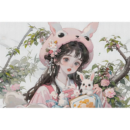 Bunny Girl - 11CT Stamped Cross Stitch 70*50CM