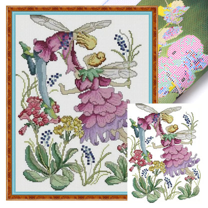 April Flower Fairy - 14CT Stamped Cross Stitch 31*40CM