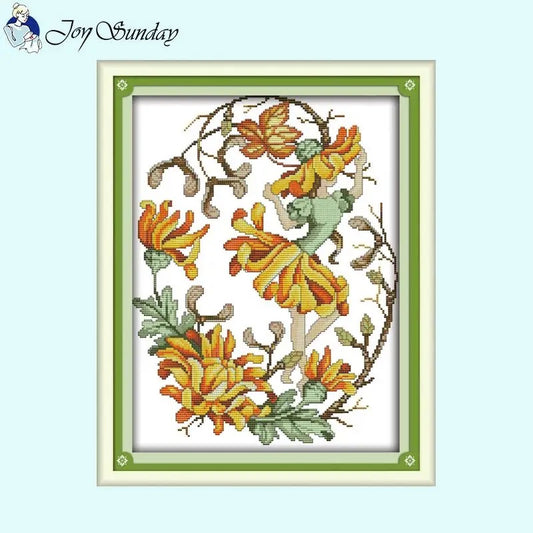 November Flower Fairy - 14CT Stamped Cross Stitch 32*41CM