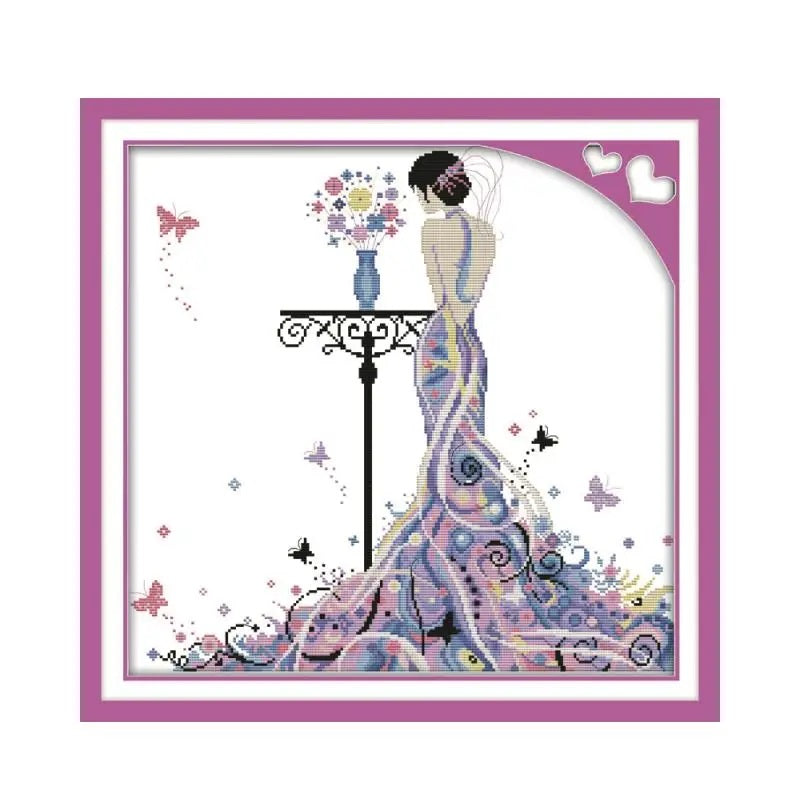 Beautiful Lady Butterfly - 14CT Stamped Cross Stitch 46*45CM