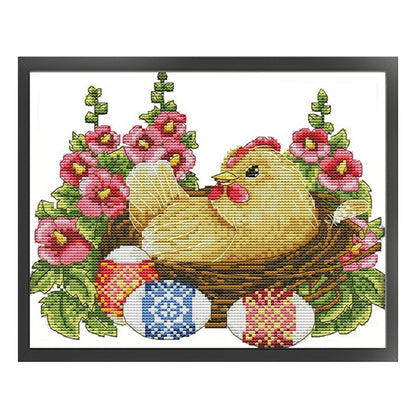 Hen And Eggs - 14CT Stamped Cross Stitch 28*22CM