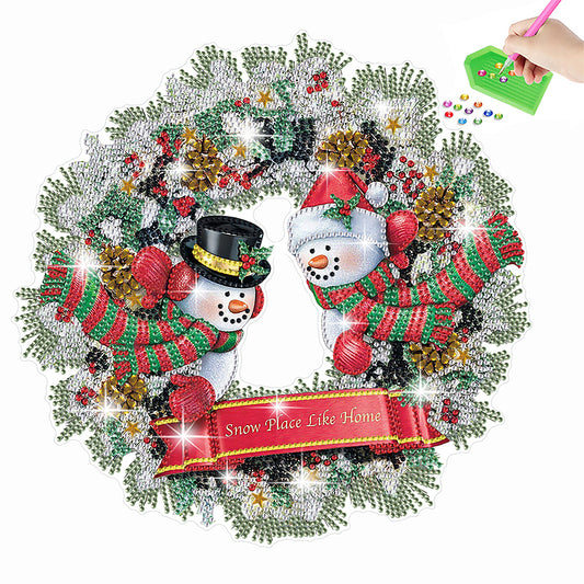 Diamond Painting Sticker Gem DIY Craft Kit for Kid Gift (Christmas Wreath #1)