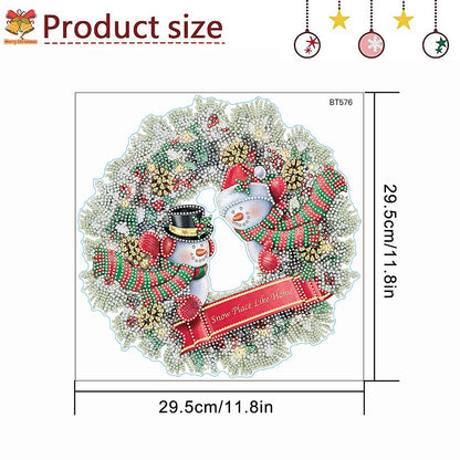 Diamond Painting Sticker Gem DIY Craft Kit for Kid Gift (Christmas Wreath #1)