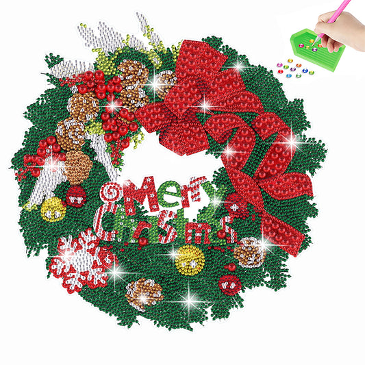 Diamond Painting Sticker Gem DIY Craft Kit for Kid Gift (Christmas Wreath #2)