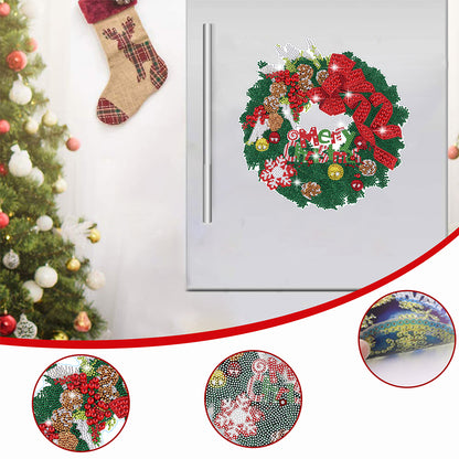 Diamond Painting Sticker Gem DIY Craft Kit for Kid Gift (Christmas Wreath #2)