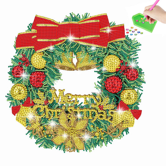 Diamond Painting Sticker Gem DIY Craft Kit for Kid Gift (Christmas Wreath #3)