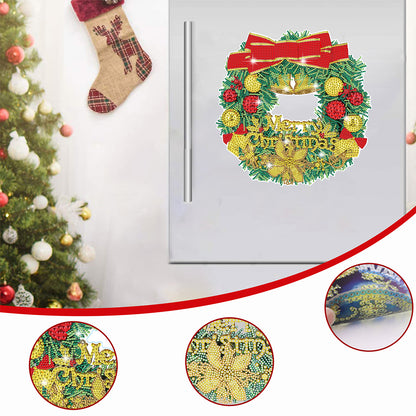 Diamond Painting Sticker Gem DIY Craft Kit for Kid Gift (Christmas Wreath #3)