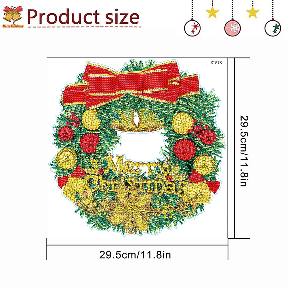 Diamond Painting Sticker Gem DIY Craft Kit for Kid Gift (Christmas Wreath #3)