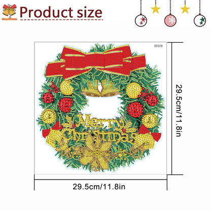 Diamond Painting Sticker Gem DIY Craft Kit for Kid Gift (Christmas Wreath #3)