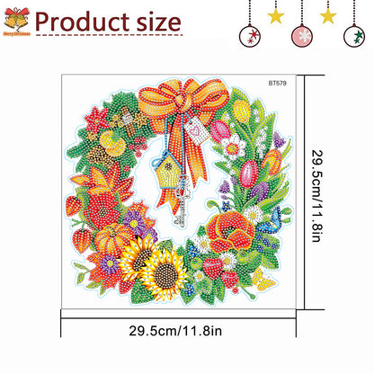 Diamond Painting Sticker Gem DIY Craft Kit for Kid Gift (Christmas Wreath #4)