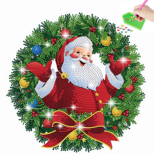 Diamond Painting Sticker Gem DIY Craft Kit for Kid Gift (Christmas Wreath #5)