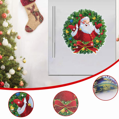 Diamond Painting Sticker Gem DIY Craft Kit for Kid Gift (Christmas Wreath #5)