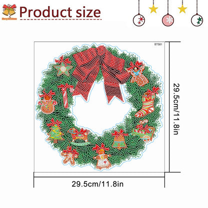 Diamond Painting Sticker Gem DIY Craft Kit for Kid Gift (Christmas Wreath #6)