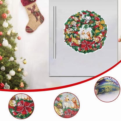 Diamond Painting Sticker Gem DIY Craft Kit for Kid Gift (Christmas Wreath #7)