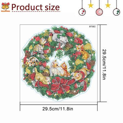 Diamond Painting Sticker Gem DIY Craft Kit for Kid Gift (Christmas Wreath #7)